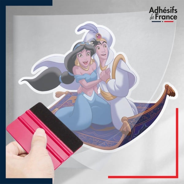 stickers sous film transfert Disney - Aladdin - Jasmine et Aladdin sur tapis volant