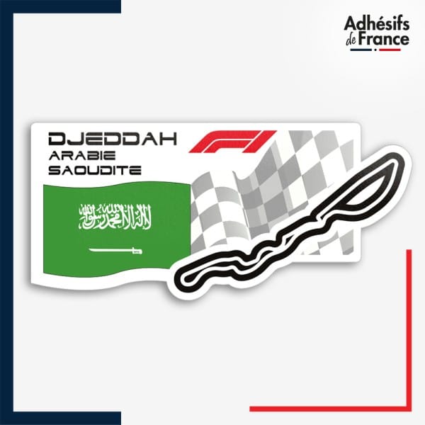 Sticker Formule 1 - Circuit F1 de Djeddah avec drapeau d'Arabie Saoudite