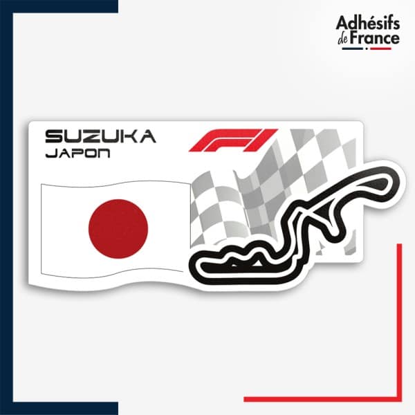 Sticker Formule 1 - Circuit F1 de Suzuka avec drapeau du Japon
