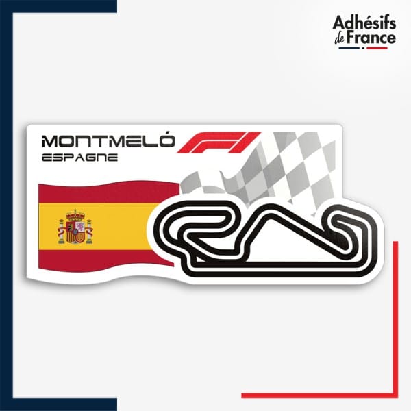 Sticker Formule 1 - Circuit F1 de Montmelo avec drapeau d'Espagne