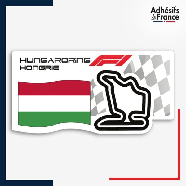 Sticker Formule 1 - Circuit F1 de Hungaroring avec drapeau de Hongrie
