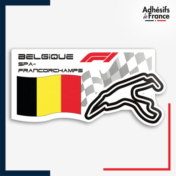 Sticker Formule 1 - Circuit F1 de Spa-Francorchamps avec drapeau de Belgique