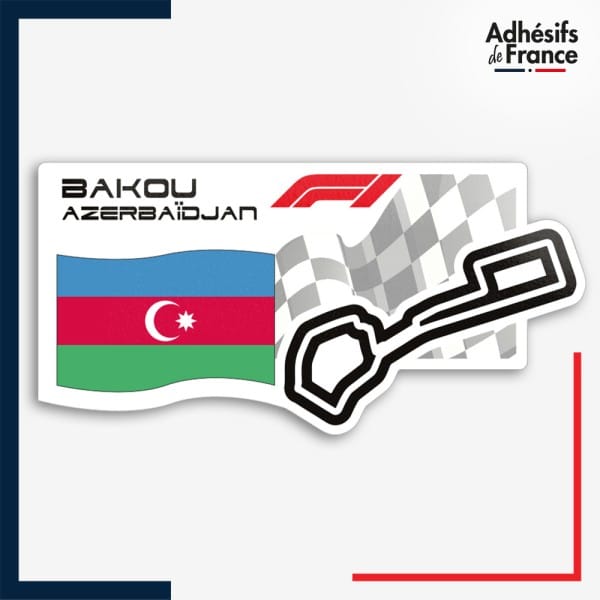 Sticker Formule 1 - Circuit F1 de Bakou avec drapeau d'Azerbaïdjan