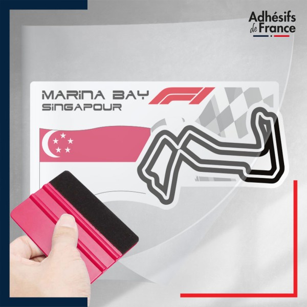 stickers sous film transfert Formule 1 - Circuit F1 de Marina Bay avec drapeau de Singapour