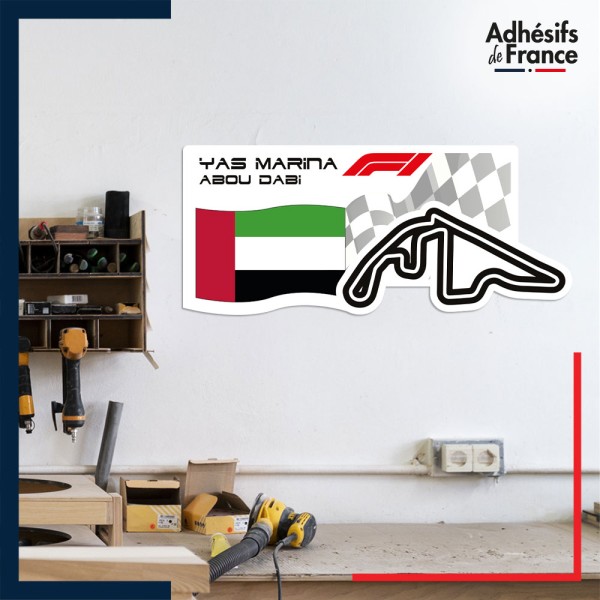 Adhésif grand format Formule 1 - Circuit F1 de Yas Marina avec drapeau d'Abou Dabi