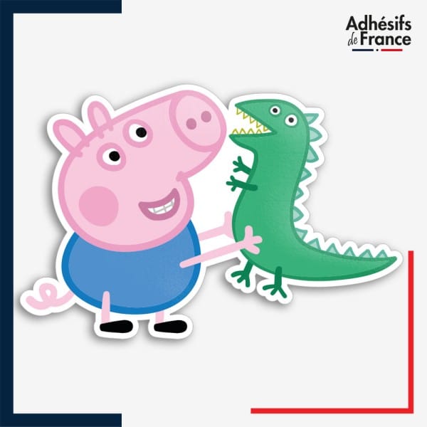 Sticker Peppa Pig - Georges Pig avec jouet dinosaure