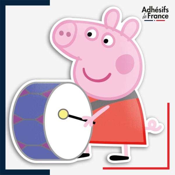 Sticker Peppa Pig - Peppa avec tambour