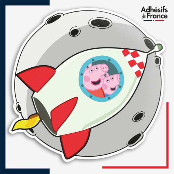 Sticker Peppa Pig - Peppa et Georges Pig en fusée