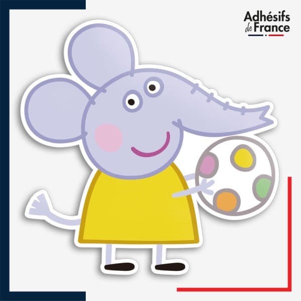 Sticker Peppa Pig - Emilie Elephant avec ballon