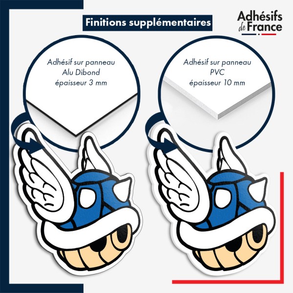 sticker sur plaque aluminium dibond ou panneau PVC Super Mario - Carapace bleu