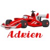 Sticker voiture F1 rouge avec prénom personnalisable
