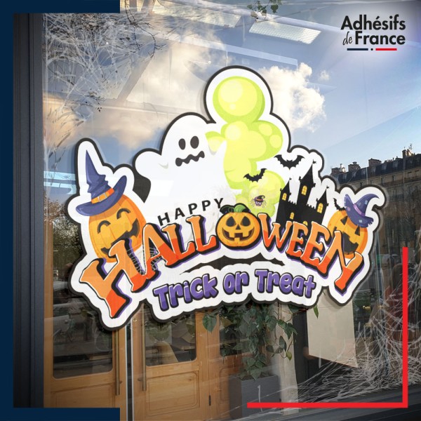 Sticker sur vitre Halloween Happy Halloween trick or treat