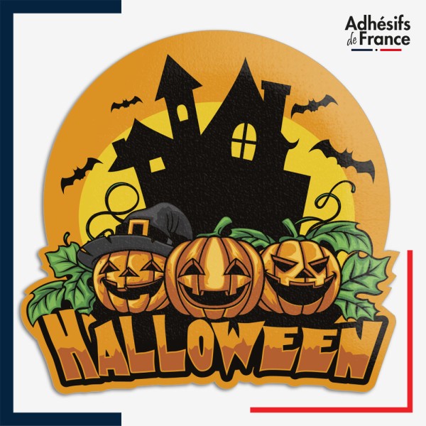 Sticker Décor maison hantée et citrouilles Halloween