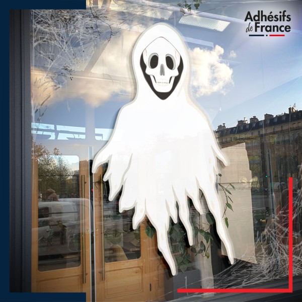 Sticker sur vitre Halloween Fantôme squelette