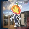 Sticker sur vitre Halloween Monsieur citrouille d'Halloween