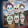 Sticker sur vitre Halloween Têtes de mort mexicaines