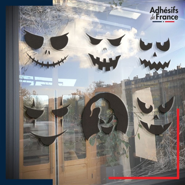 Sticker sur vitre Halloween Visages fantômes d'Halloween