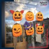 Sticker sur vitre Halloween Set de 6 citrouilles d'halloween amusantes