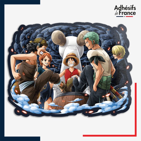 Sticker One Piece - Rassemblement de l'équipage (Luffy, Zoro, Sanji, Nami et Usopp)
